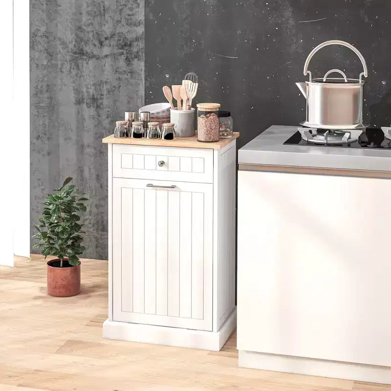 Meuble Poubelle Homcom avec Tiroir Meuble de Tri Sélectif Débout Support de Poubelle Cuisine