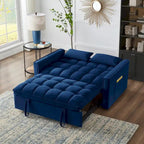Canapé-lit convertible 4-en-1 – Causeuse en velours – Lit d'appoint avec dossier inclinable, 2 poches latérales