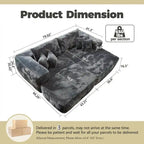 HOOOWOOO Canapé d'angle moderne en peluche avec pouf amovible