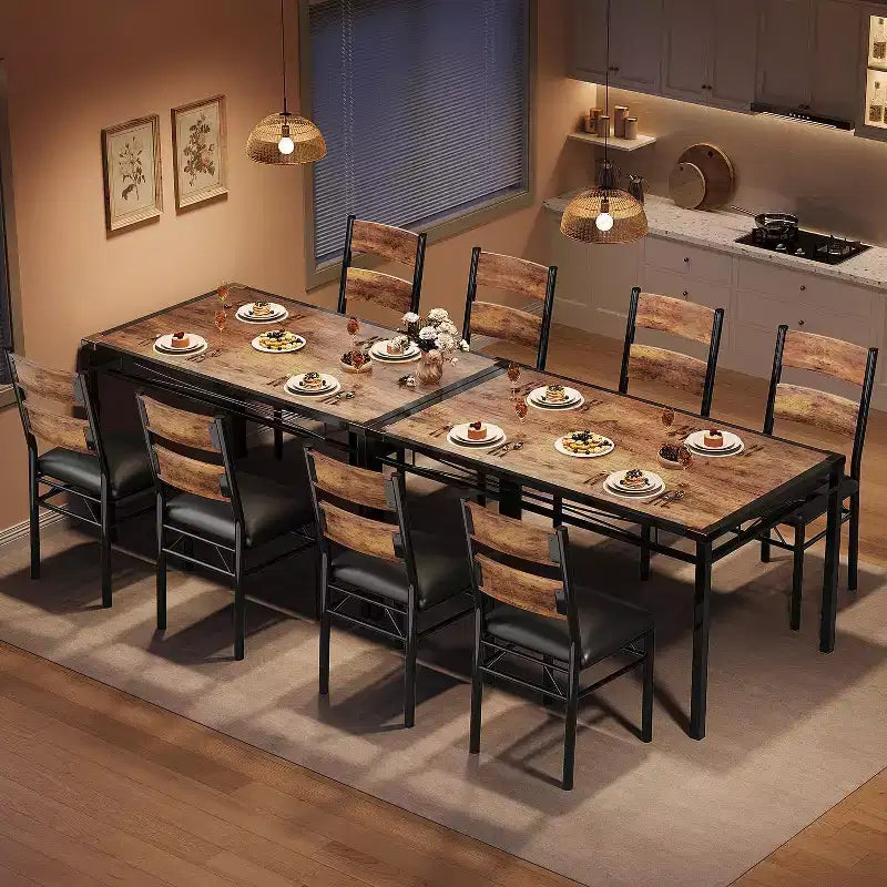 Ensemble table à manger pour 4, table de cuisine en bois avec 4 chaises rembourrées, ensemble de 4 chaises de table de cuisine avec angle anti-collision pour petit espace, cuisine