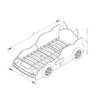 GDFStudio Fauna Lit pour enfant double taille en forme de voiture de course moderne avec phares LED
