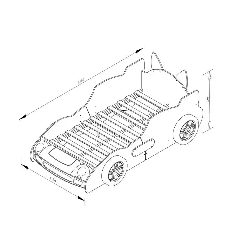 GDFStudio Fauna Lit pour enfant double taille en forme de voiture de course moderne avec phares LED