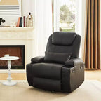 Fauteuil inclinable électrique avec fonction releveur, massage et chauffage Bestier 34,6 po, fauteuil inclinable en similicuir avec poches latérales et porte-gobelets