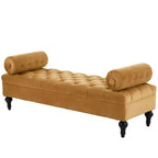 Banc de bout de lit moderne pour chambre à coucher, banc de fenêtre rembourré en velours avec 2 oreillers détachables pour salon ou entrée - Panipeachy