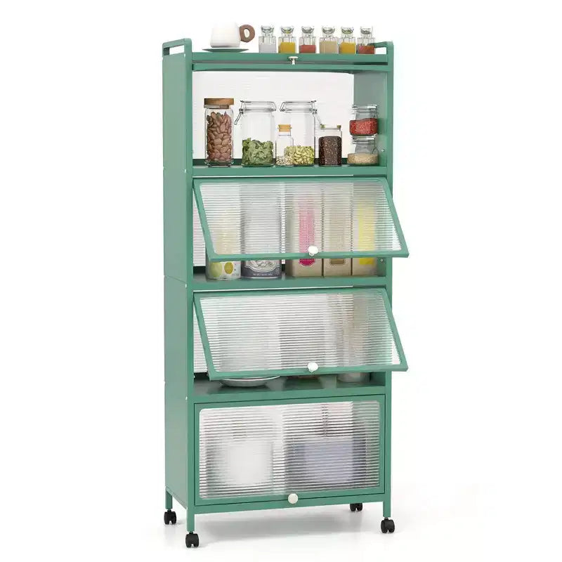 Meuble de cuisine Costway à 5 niveaux avec rangement, buffet mobile pour micro-ondes, portes basculantes, blanc/noir/gris/vert