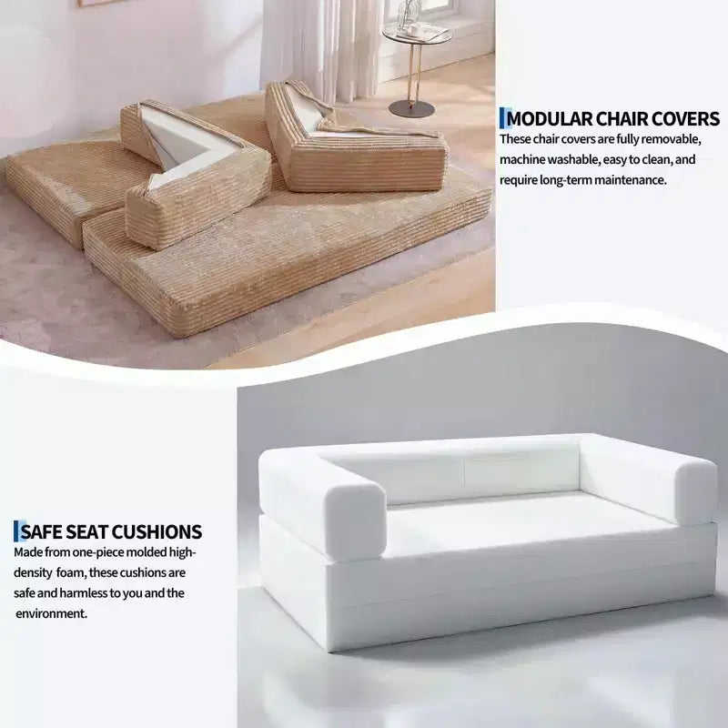 Canapé-lit convertible 5-en-1 de 80,7 po, velours côtelé, 544 kg, aucun assemblage requis