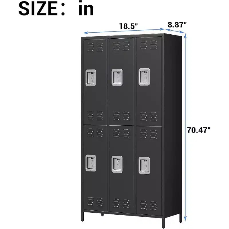 Armoire de rangement en acier Garvee, casier métallique robuste de 72 po pour école, gymnase et bureau, noir