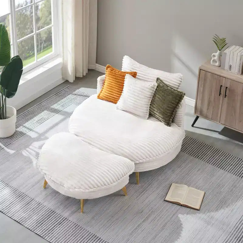 Fauteuil d'appoint moderne avec ottoman, canapé simple surdimensionné rembourré, fauteuil de salon profond avec repose-pieds pour chambre, salon, bureau
