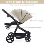 Poussette Bébé, Poussette Pliante - Poussette Haute pour Nouveau-né et Tout-petit, Landau Convertible avec Dossier Réversible