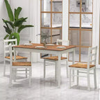 Costway Ensemble repas 5 pièces Bois massif Mobilier de cuisine avec table rectangulaire et 4 chaises Naturel/Café/Gris