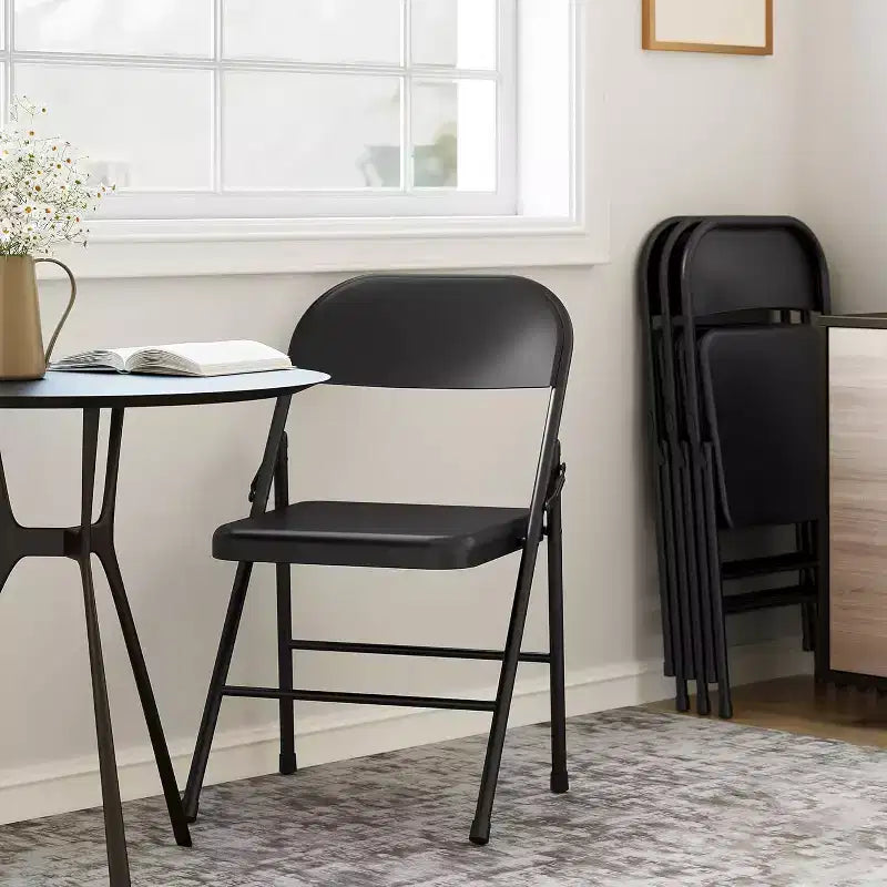 Lot de 8 chaises pliantes tout acier avec dossier, chaises pliantes en métal robustes, capacité de 159 kg, convient pour l'intérieur et l'extérieur