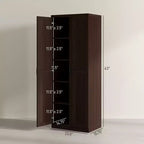 Garde-manger de cuisine 2 portes de 160 cm, meuble de rangement autoportant avec 5 étagères et 2 étagères réglables pour salle à manger