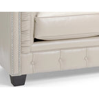 Canapé Chesterfield en cuir italien pleine fleur touffeté Hancock - 31 H x 86 L x 40 P