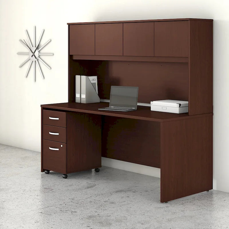Bureau de 72 po avec huche et caisson mobile à 3 tiroirs