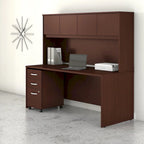 Bureau de 72 po avec huche et caisson mobile à 3 tiroirs