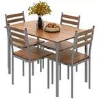 HOMCOM Ensemble table de salle à manger/cuisine de style moderne 5 pièces, 1 table et 4 chaises avec pieds en métal, convient pour l'extérieur