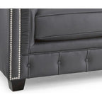 Canapé Chesterfield en cuir italien pleine fleur touffeté Hancock - 31 H x 86 L x 40 P