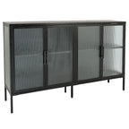 Meuble en métal et verre trempé avec étagère réglable
