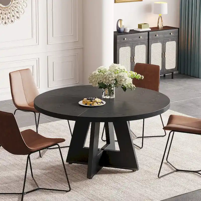 Table à manger ronde de 47 pouces pour 4 personnes, table de salle à manger en bois pour cuisine, salle à manger, salon - N/A