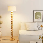 Lampadaire moderne décoratif à boules superposées avec abat-jour en tissu