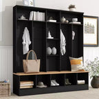 Meuble d'entrée large CLIHOME avec banc de rangement, armoire à chaussures minimaliste avec cubes de rangement et étagères