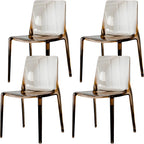 Chaise de salle à manger sans accoudoirs à dossier bas en acrylique ambre