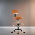 Tabouret de dessinateur réglable en hauteur - Avec cuir de qualité supérieure, roulettes pivotantes