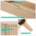 Commode LINSY HOME à 6 tiroirs cannelés pour chambre à coucher, grande commode de style moderne du milieu du siècle avec poignées en métal doré, commodes larges en bois de style bohème