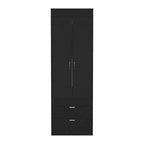 18.9 Armoire moderne à deux portes avec deux tiroirs inférieurs et tringle de suspension pour chambre à coucher