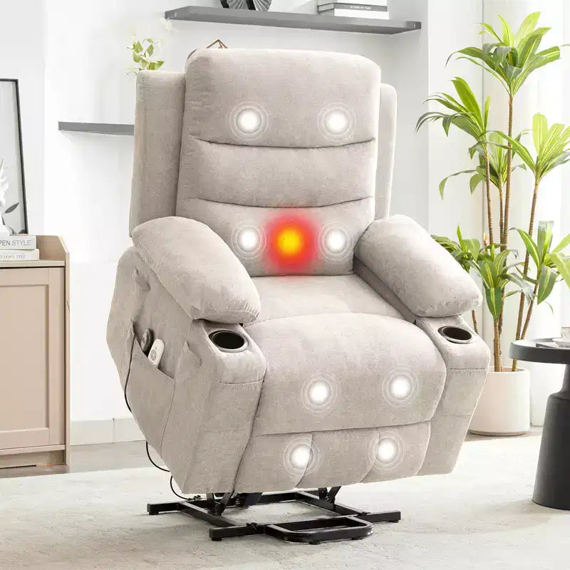 Fauteuil inclinable releveur avec massage et chauffage, fauteuils inclinables électriques surdimensionnés, siège de cinéma maison avec 2 porte-gobelets latéraux, fauteuil simple inclinable à bascule