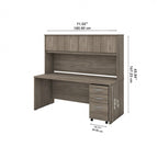 Bureau de 72 po avec huche et caisson mobile à 3 tiroirs