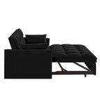 Canapé-lit convertible 4-en-1 – Causeuse en velours – Lit d'appoint avec dossier inclinable, 2 poches latérales