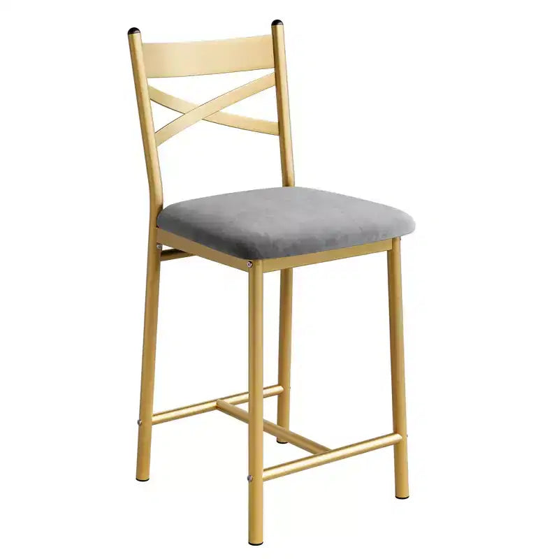 Lot de 4 tabourets de bar, chaises de bar rembourrées en PU, chaises d'îlot de cuisine avec dossier en X et repose-pieds en métal, chaises de comptoir noires