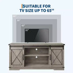Meuble TV de style ferme pour téléviseurs jusqu'à 65 pouces, meuble de divertissement avec portes coulissantes de grange et armoires de rangement, console multimédia pour salon, chambre à coucher