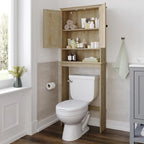 Armoire de salle de bain de style rustique à suspendre au-dessus des toilettes avec étagères et portes à fermeture magnétique