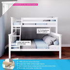 Max & Lily Lit superposé double sur toute la taille, Lits superposés en bois massif avec échelle pour enfants