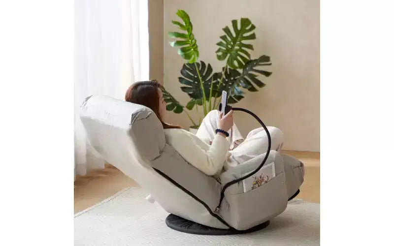 Chaise de jeu au sol, fauteuil de sol pivotant avec accoudoirs et support de téléphone, fauteuil de jeu inclinable pliant réglable sur 5 positions