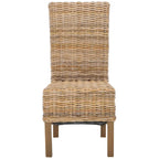 Lot de 2 chaises de salle à manger en osier naturel 48L x 56P x 104H cm, style bohème côtier