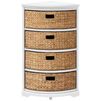 eHemco Hampton Meadows Table d'angle de rangement 4 niveaux avec 4 paniers en osier