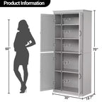 Meuble de rangement de cuisine autoportant, armoire de 178 cm avec portes et étagères réglables