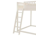 Lit mezzanine Bellemave avec tête de lit rembourrée et étagères de rangement, cadre de lit mezzanine en bois massif avec échelle et toboggan pour enfants