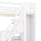 Lit mezzanine double avec escalier, armoire et étagères de rangement – MDF, 295 kg