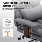 Fauteuil de bureau pour personnes fortes et grandes avec repose-pieds, fauteuil de jeu à dossier haut, fauteuil de bureau exécutif en cuir, fauteuil de bureau ergonomique avec support lombaire