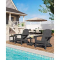 Ensemble de 2 chaises Adirondack pliantes avec table d'appoint, en plastique HDPE imitation bois, capacité de 172 kg, ensemble d'extérieur résistant aux intempéries pour patio, terrasse, foyer