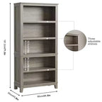 GustoWave 71 Grande bibliothèque avec étagères réglables 80 cm de large Étagère en bois à 5 niveaux Bibliothèques de style Ferme Bibliothèque Vintage
