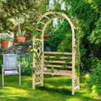 Costway Banc de jardin en bois avec arche de pergola et treillis pour patio/dossier