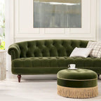 Canapé capitonné chesterfield La Rosa 84 en velours, style moderne du milieu du siècle