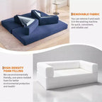 Canapé futon moderne en velours côtelé de 79 po pour petits espaces, canapé-lit convertible 5 en 1 avec accoudoirs et oreillers amovibles