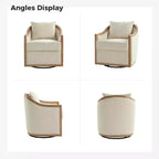 Fauteuil Gordon Farmhouse en rotin et bois massif avec bordure en bois massif|ART OF LIVING DESIGNS-IVORY