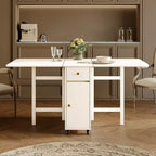 Table de salle à manger pliable ATJafurn 59 avec abattants pour petits espaces, table de cuisine rectangulaire en bois extensible avec roulettes et rangement